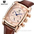 Hot selling benyar 5113 men's watch fashion multifunctional quartz watches waterproof genuine leather wristwatches wholesale